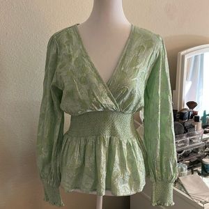 Roller Rabbit green & silver sparkly long sleeve top - women’s Small - worn once